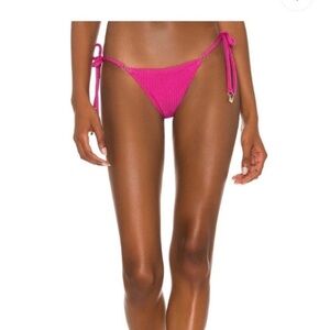 NEW Seafolly Crinkle Knit Bikini Bottom Triangle Adjustable Side Ties Fuchsia XS